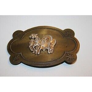 Vintage Western Covered Wagon Brass Belt Buckle Country Cowboy Unique